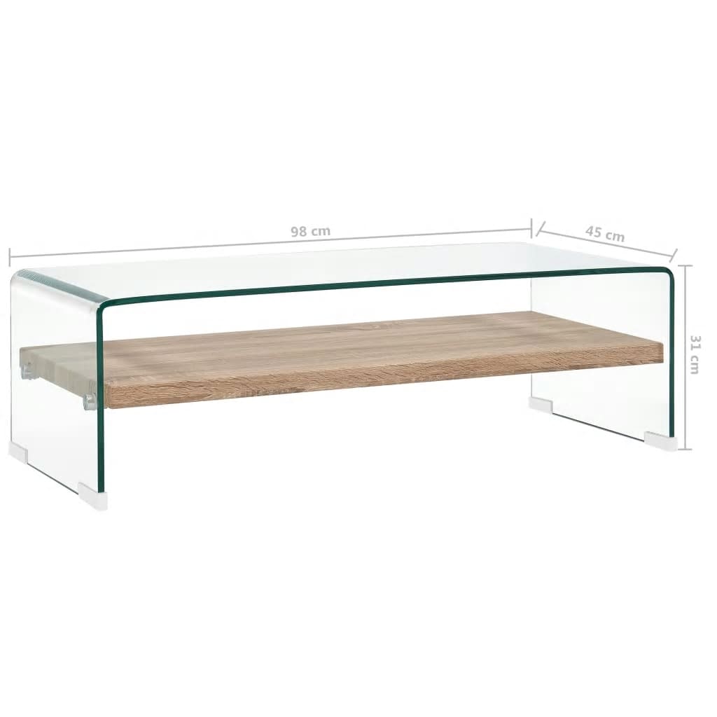 284743 vidaXL Coffee Table Clear 98x45x31 cm Tempered Glass