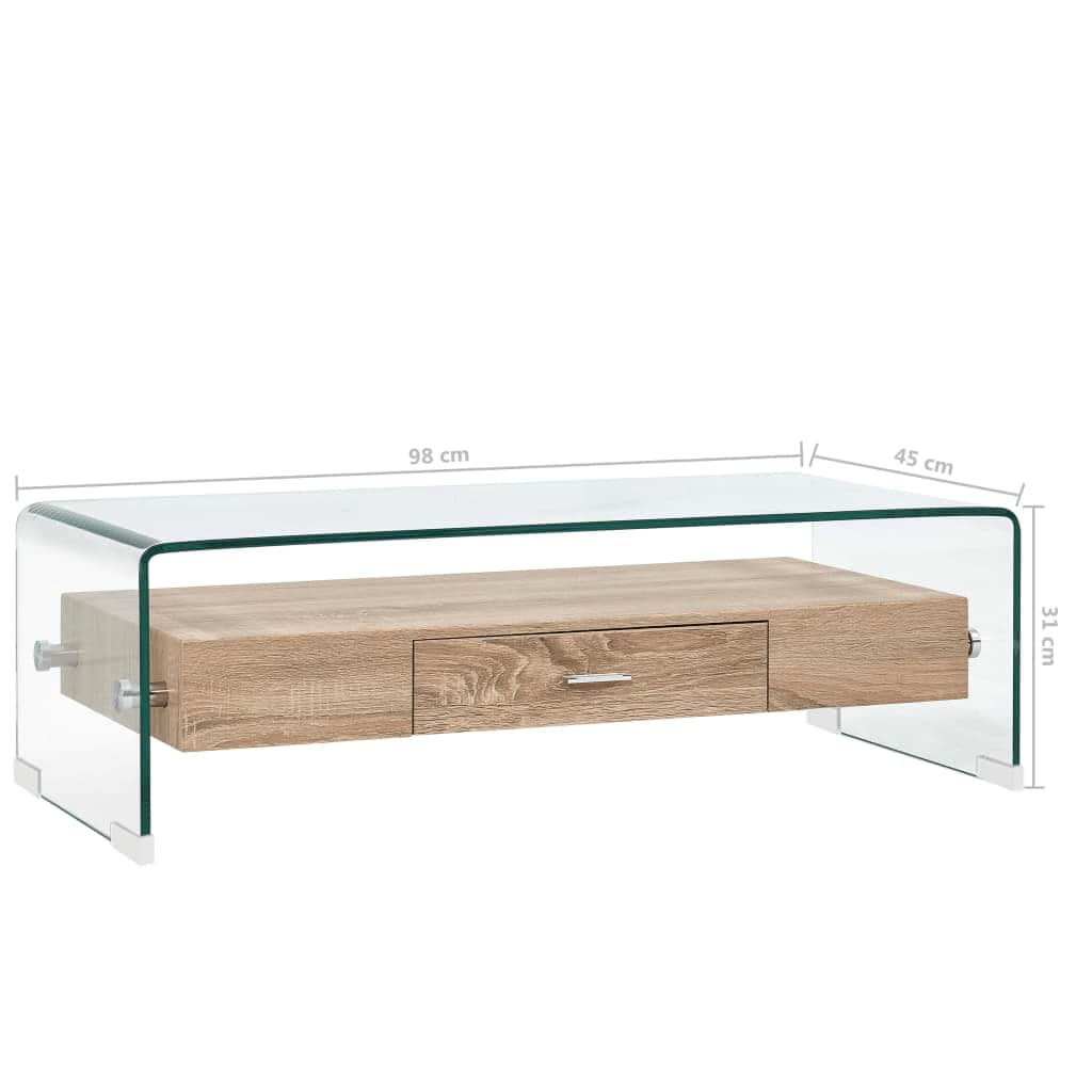 284747 vidaXL Coffee Table Clear 98x45x31 cm Tempered Glass