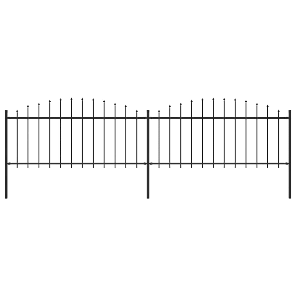 vidaXL Garden Fence with Spear Top Steel (0.5-0.75)x3.4 m Black