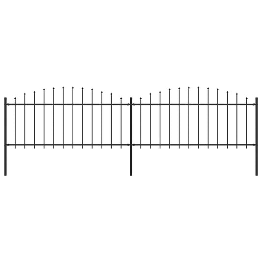 vidaXL Garden Fence with Spear Top Steel (0.5-0.75)x3.4 m Black