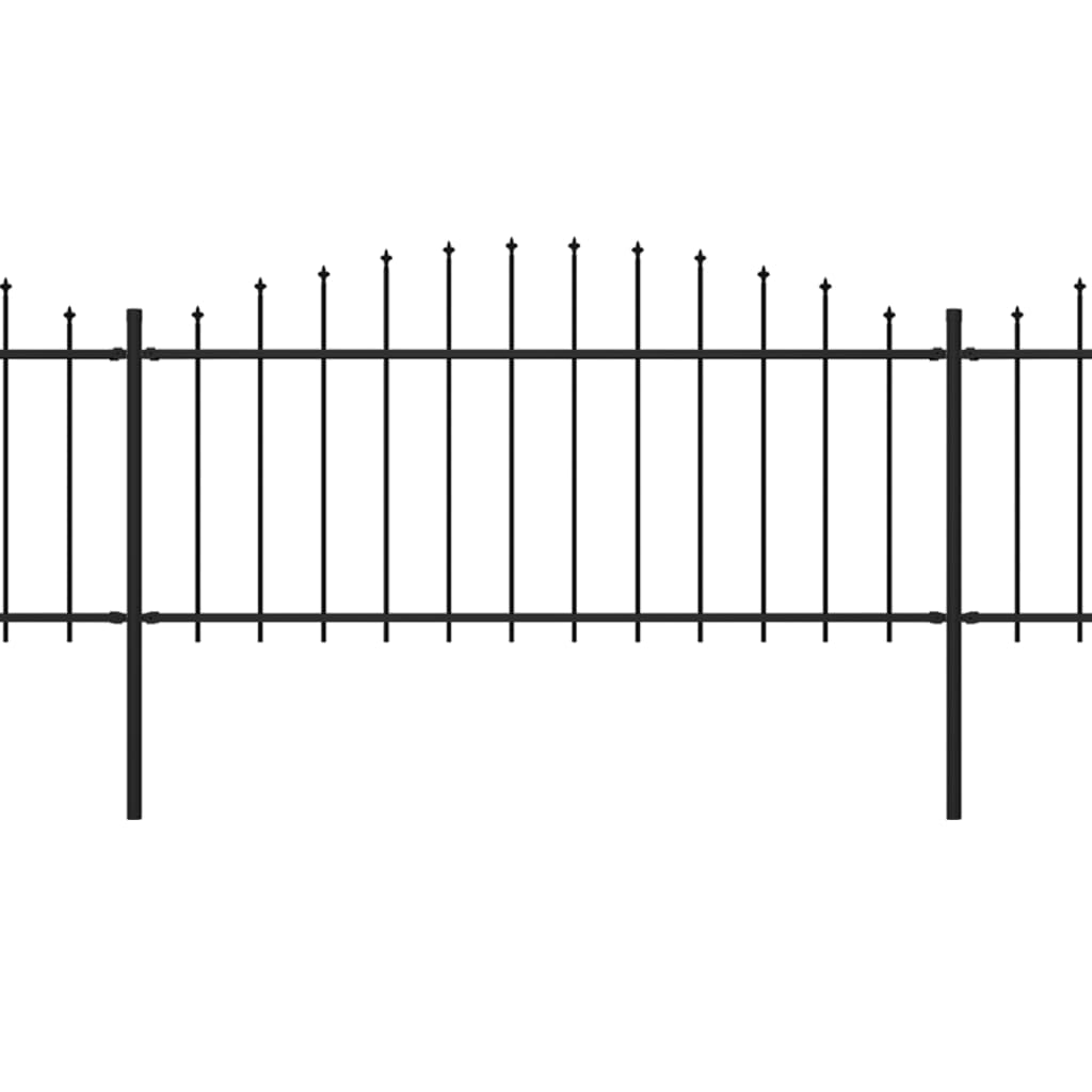 vidaXL Garden Fence with Spear Top Steel (0.5-0.75)x3.4 m Black