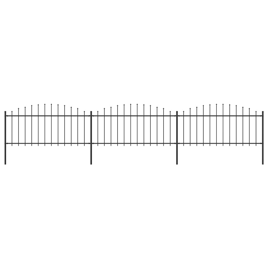 vidaXL Garden Fence with Spear Top Steel (0.5-0.75)x5.1 m Black