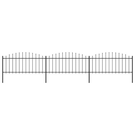 vidaXL Garden Fence with Spear Top Steel (0.5-0.75)x5.1 m Black