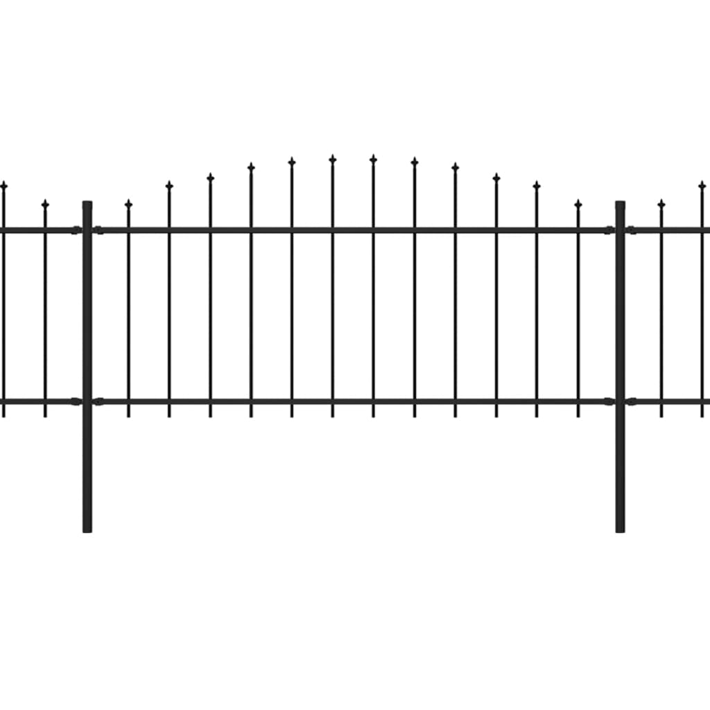 vidaXL Garden Fence with Spear Top Steel (0.5-0.75)x5.1 m Black