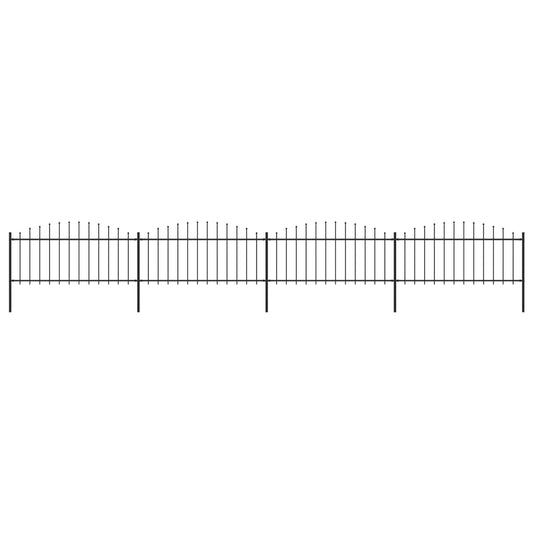 vidaXL Garden Fence with Spear Top Steel (0.5-0.75)x6.8 m Black