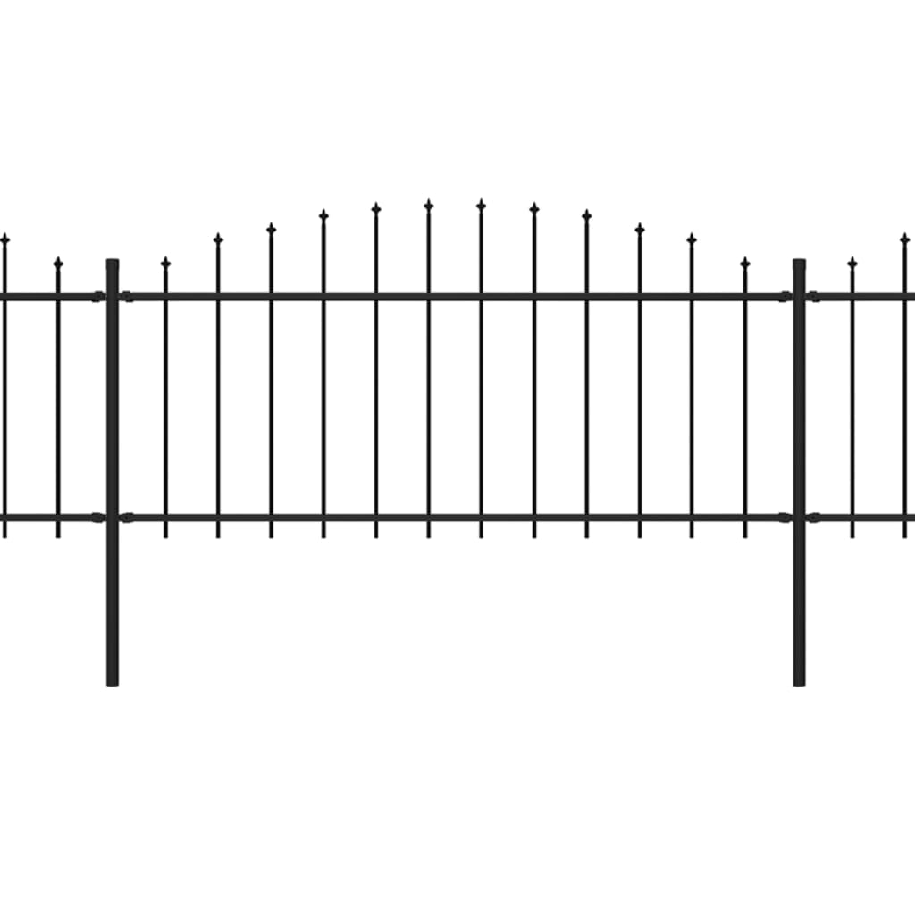 vidaXL Garden Fence with Spear Top Steel (0.5-0.75)x15.3 m Black