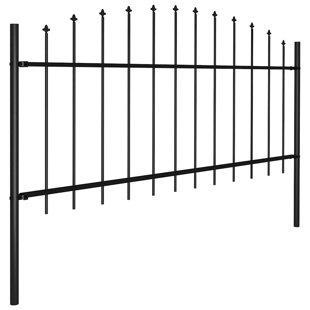 Garden Fence with Spear Top Steel 1781.5x75 cm Black