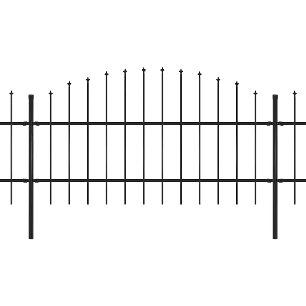 Garden Fence with Spear Top Steel 1781.5x100 cm Black