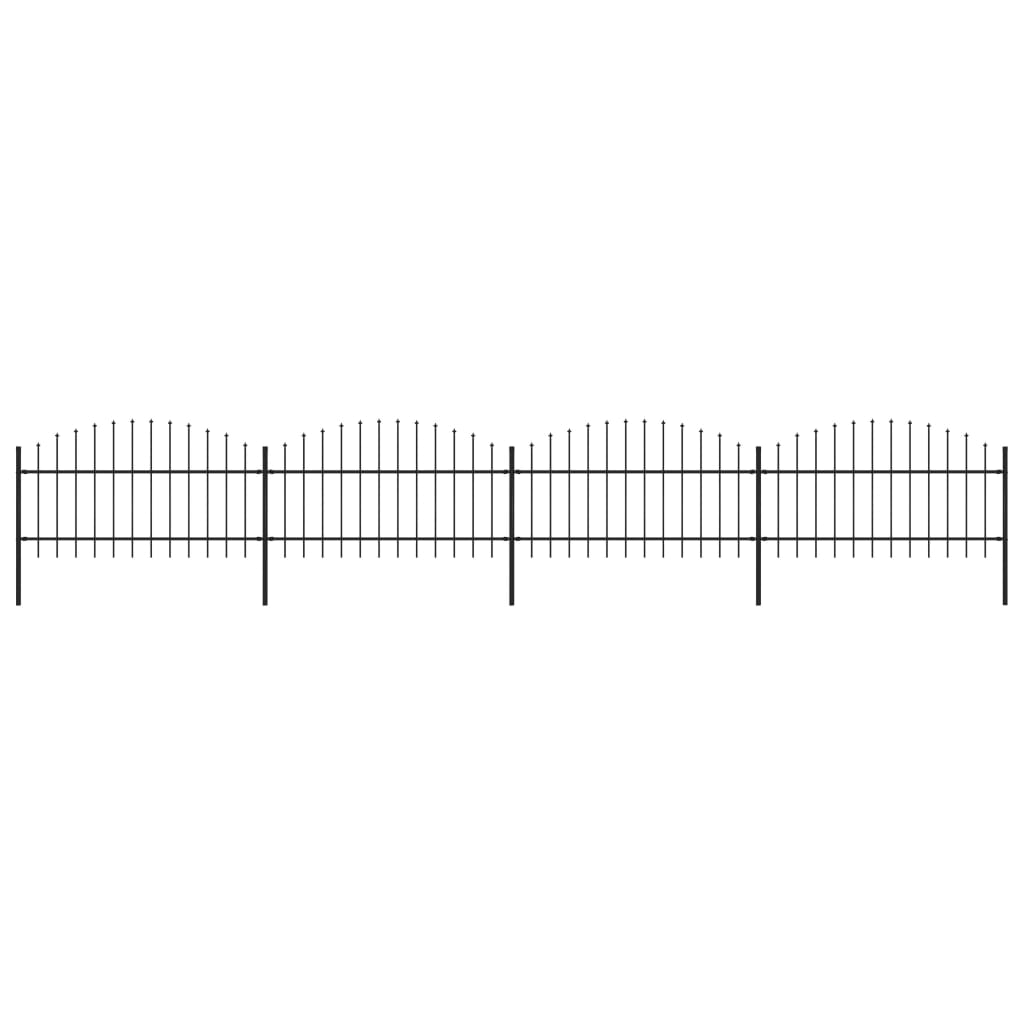 vidaXL Garden Fence with Spear Top Steel (1-1.25)x6.8 m Black