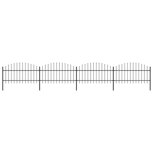 vidaXL Garden Fence with Spear Top Steel (1-1.25)x6.8 m Black