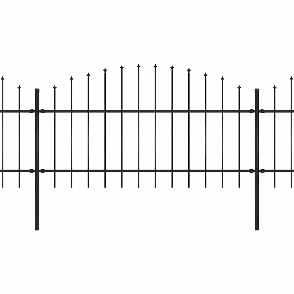 Garden Fence with Spear Top Steel 1781.5x125 cm Black