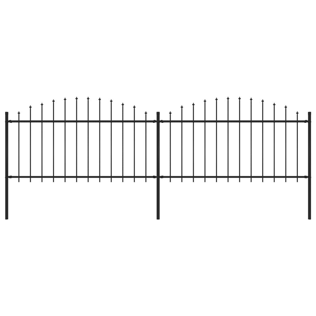 vidaXL Garden Fence with Spear Top Steel (1.25-1.5)x3.4 m Black