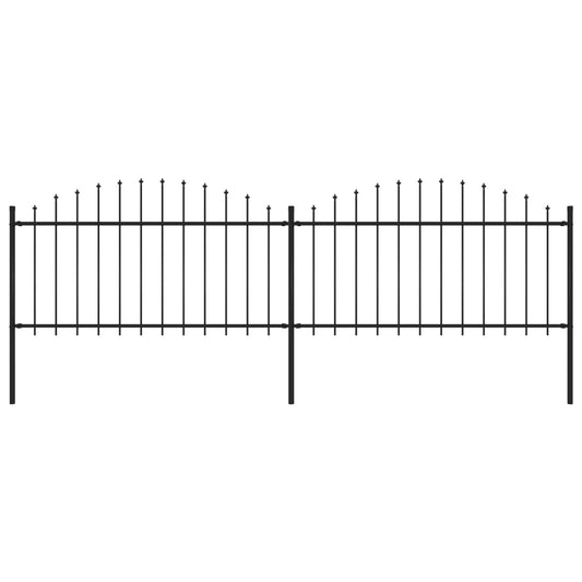 vidaXL Garden Fence with Spear Top Steel (1.25-1.5)x3.4 m Black