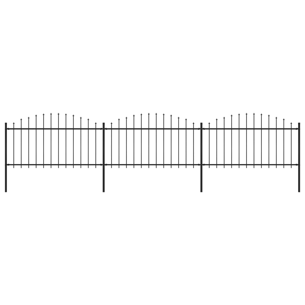 vidaXL Garden Fence with Spear Top Steel (1.25-1.5)x5.1 m Black