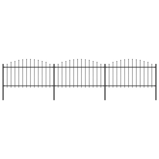 vidaXL Garden Fence with Spear Top Steel (1.25-1.5)x5.1 m Black