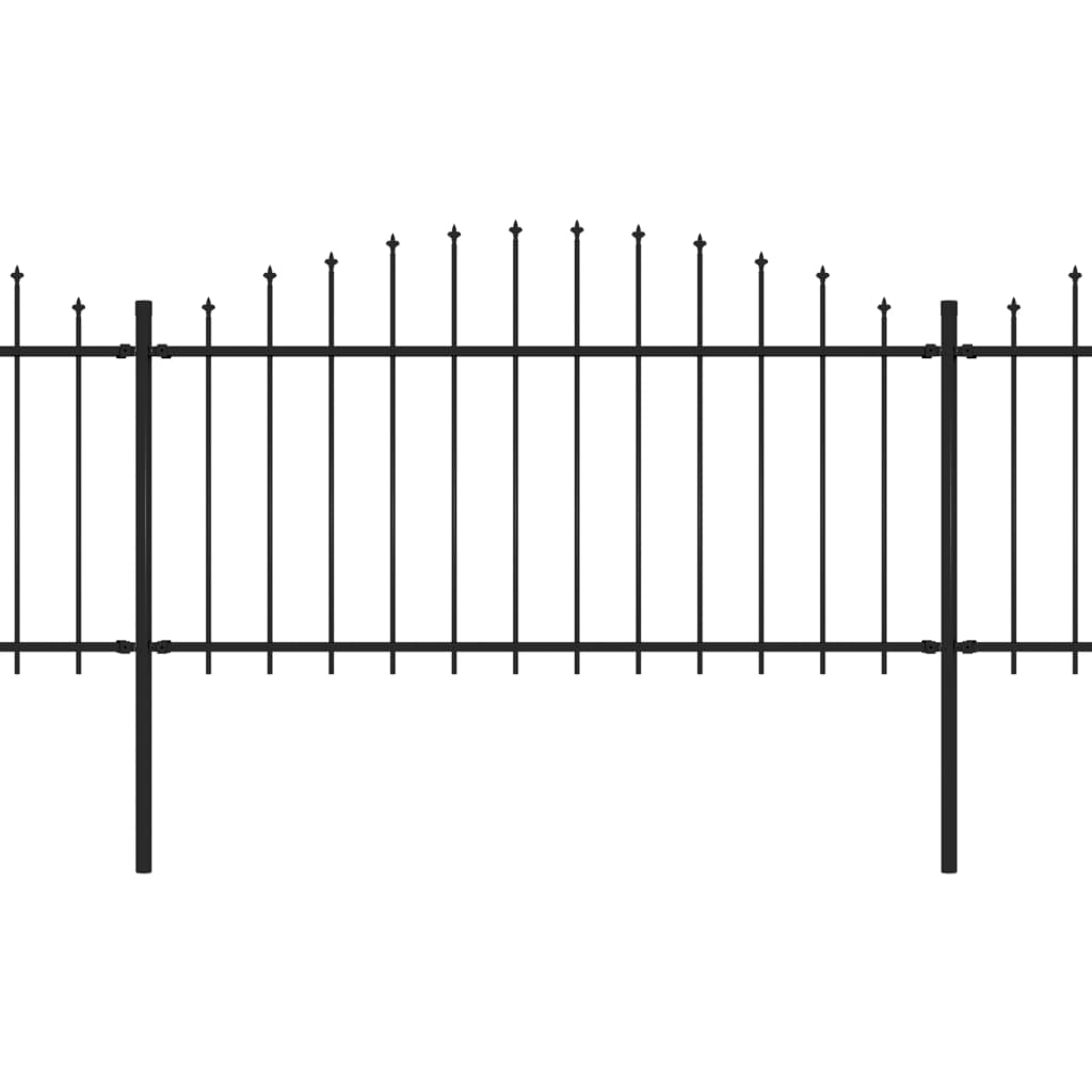 vidaXL Garden Fence with Spear Top Steel (1.25-1.5)x5.1 m Black