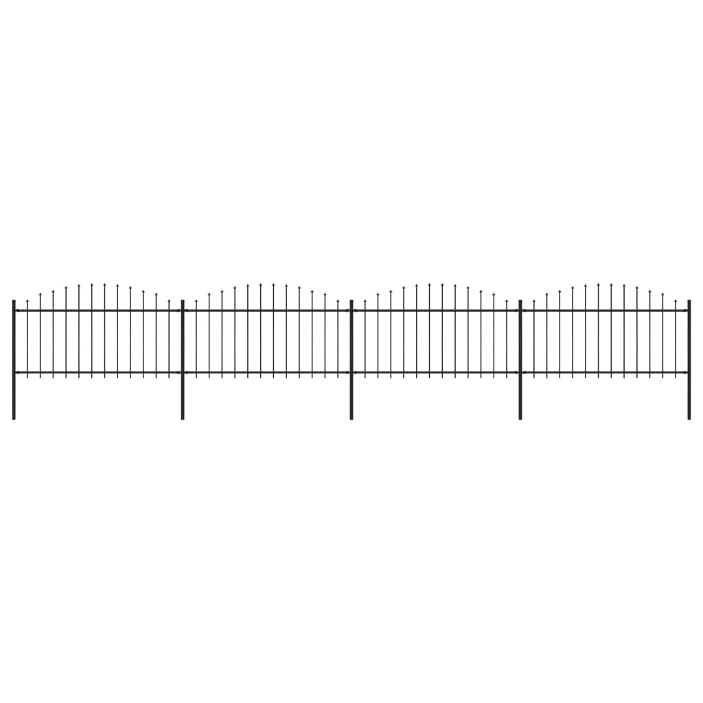 vidaXL Garden Fence with Spear Top Steel (1.25-1.5)x6.8 m Black