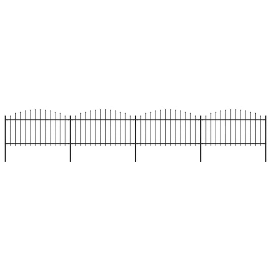 vidaXL Garden Fence with Spear Top Steel (1.25-1.5)x6.8 m Black