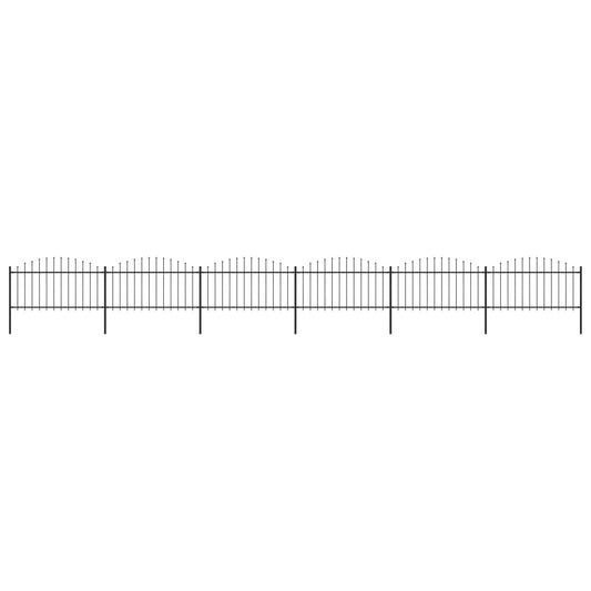 vidaXL Garden Fence with Spear Top Steel (1.25-1.5)x10.2 m Black