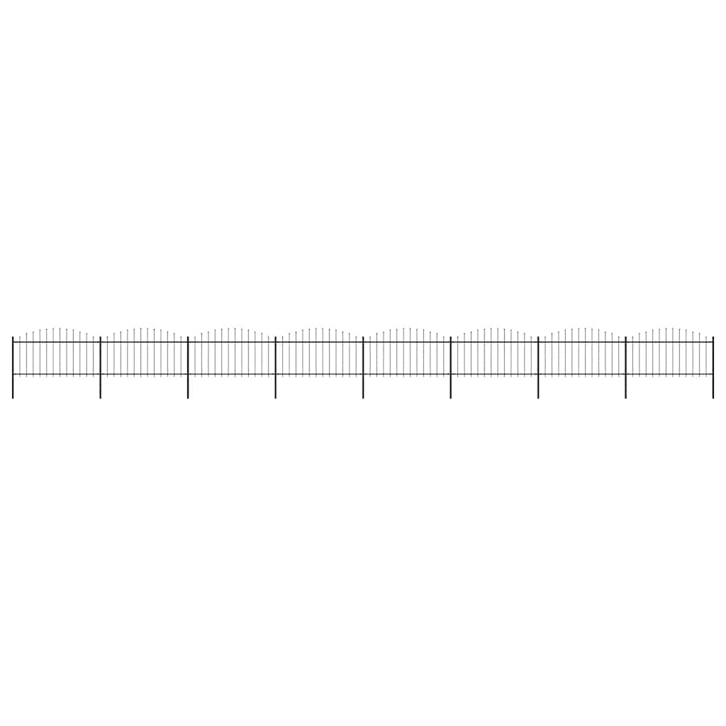 Garden Fence with Spear Top Steel 1426x150 cm Black