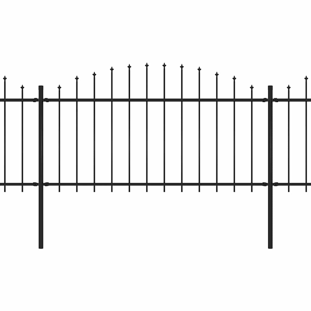 Garden Fence with Spear Top Steel 1426x150 cm Black