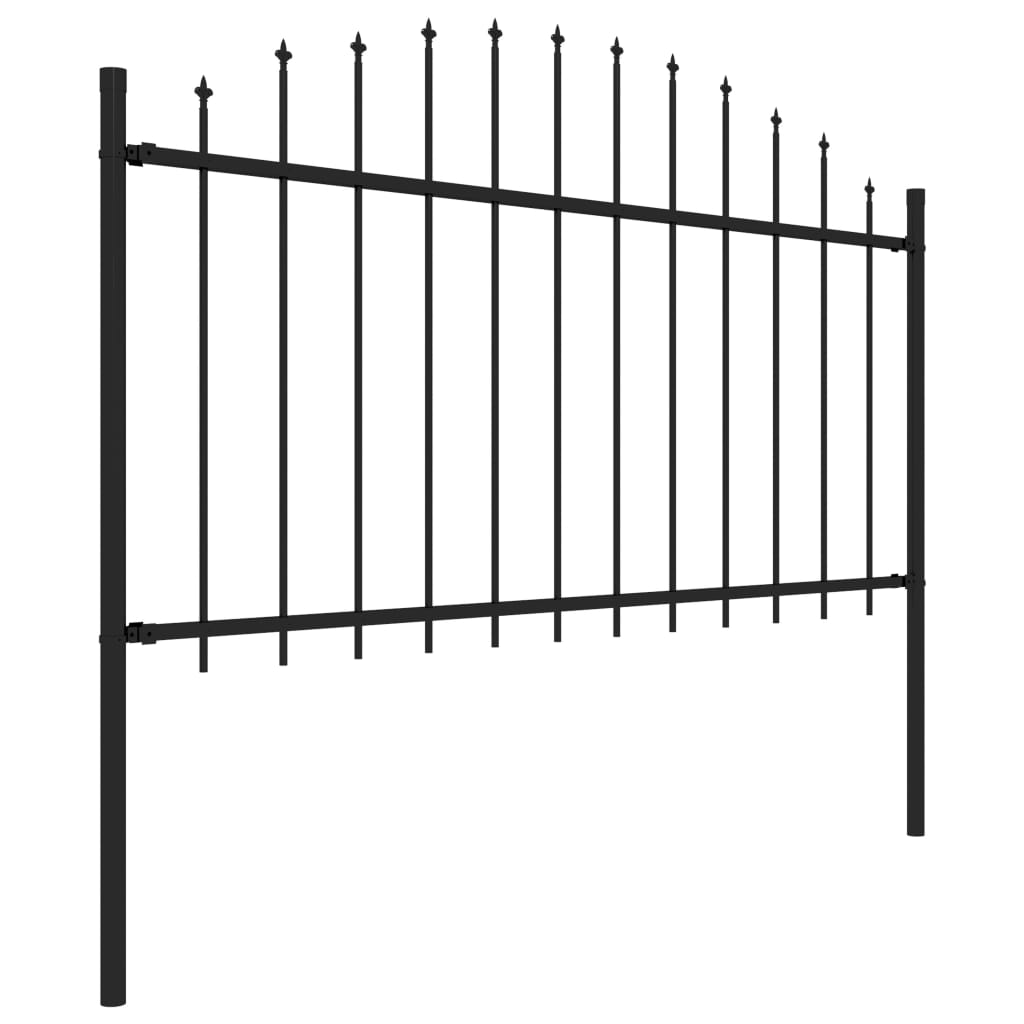 vidaXL Garden Fence with Spear Top Steel (1.25-1.5)x13.6 m Black