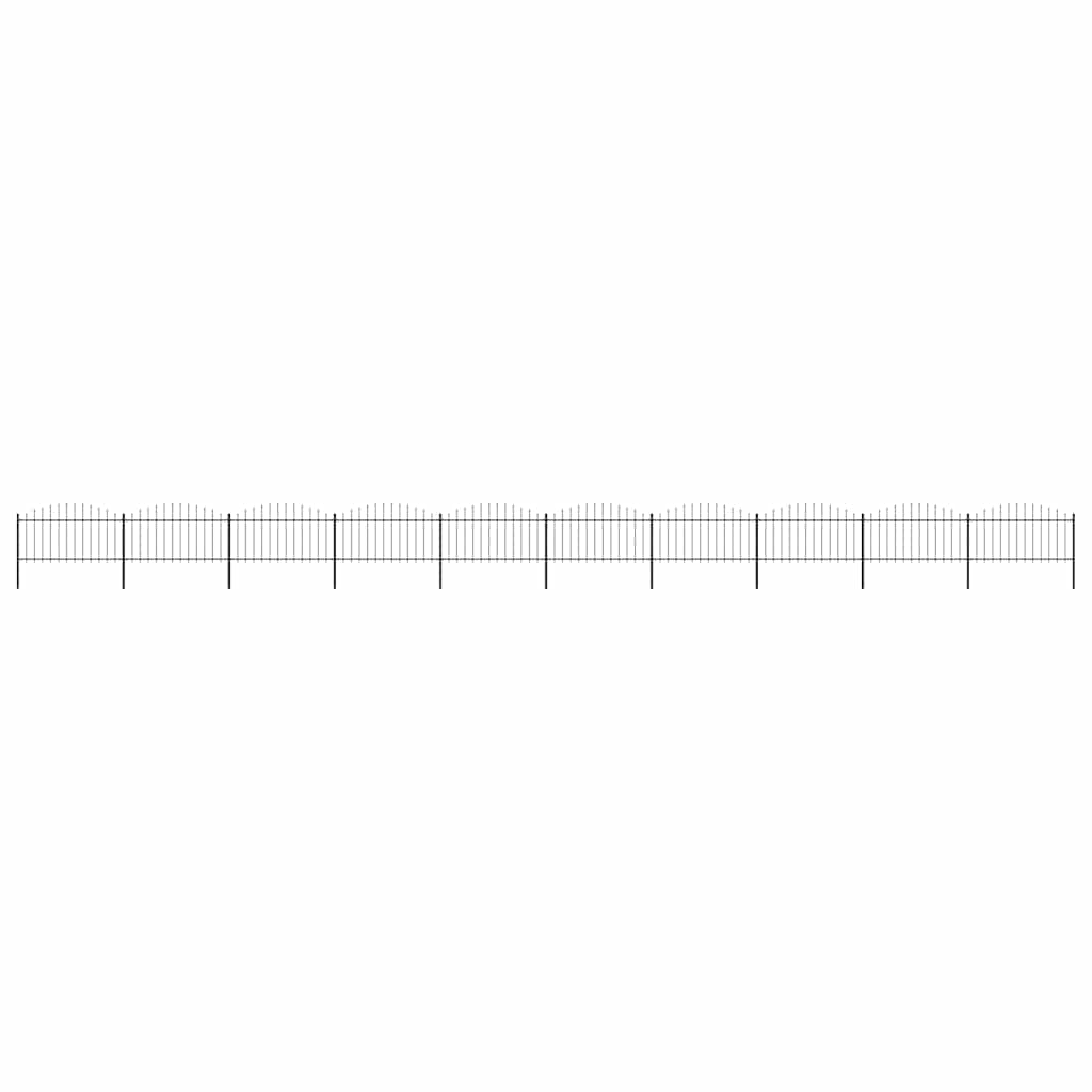 Garden Fence with Spear Top Steel 1781.5x150 cm Black
