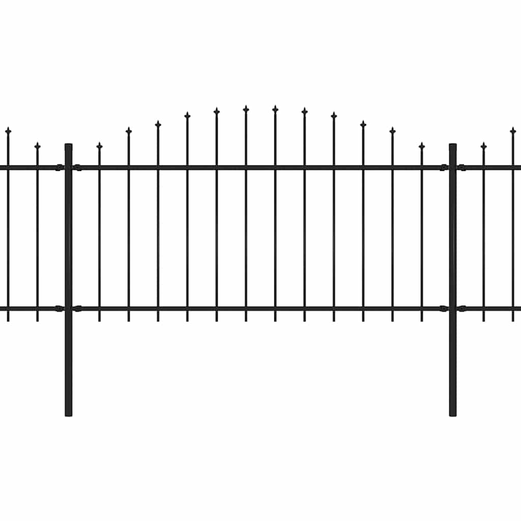 Garden Fence with Spear Top Steel 1781.5x150 cm Black
