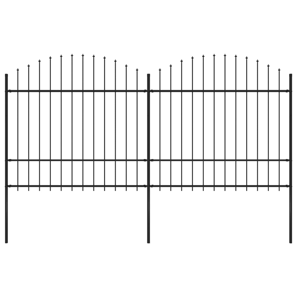 vidaXL Garden Fence with Spear Top Steel (1.5-1.75)x3.4 m Black