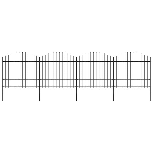 vidaXL Garden Fence with Spear Top Steel (1.5-1.75)x6.8 m Black