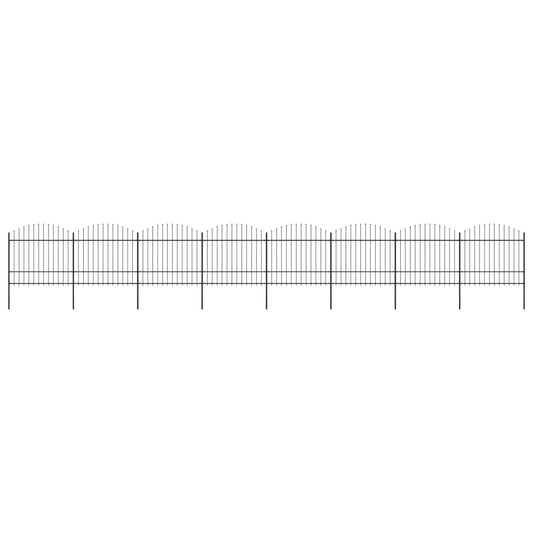 vidaXL Garden Fence with Spear Top Steel (1.5-1.75)x13.6 m Black