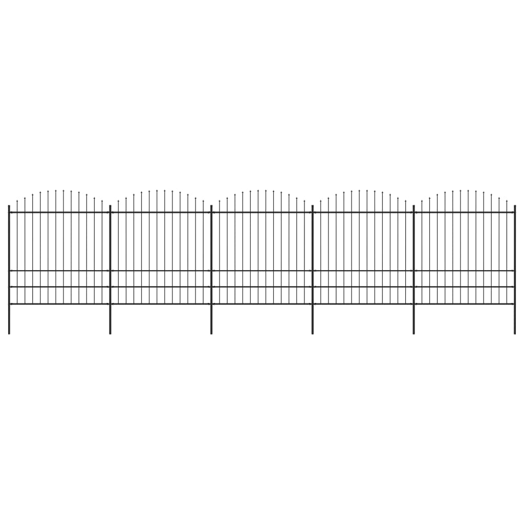 vidaXL Garden Fence with Spear Top Steel (1.75-2)x8.5 m Black