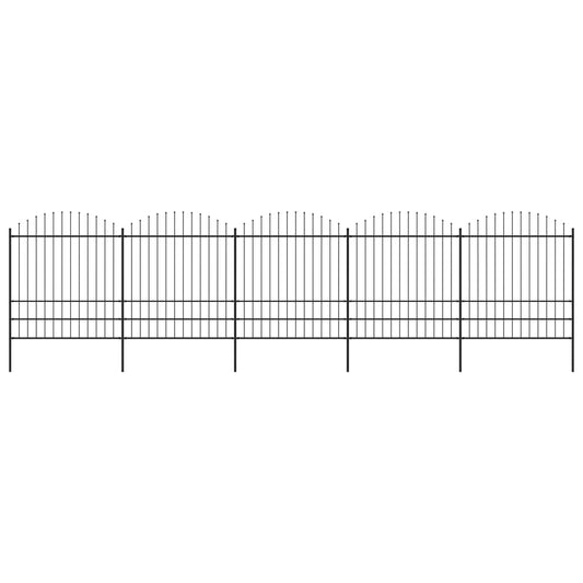 vidaXL Garden Fence with Spear Top Steel (1.75-2)x8.5 m Black