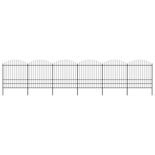 vidaXL Garden Fence with Spear Top Steel (1.75-2)x10.2 m Black