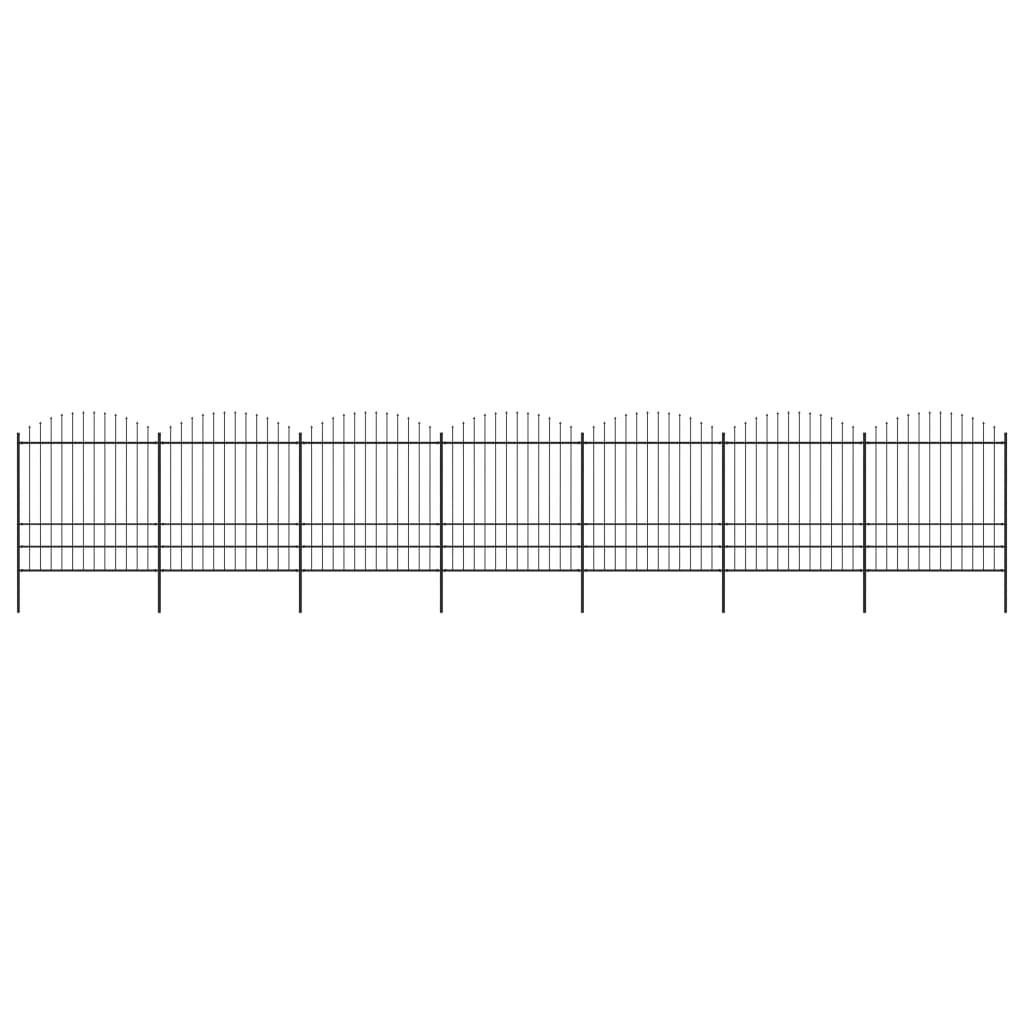 vidaXL Garden Fence with Spear Top Steel (1.75-2)x11.9 m Black