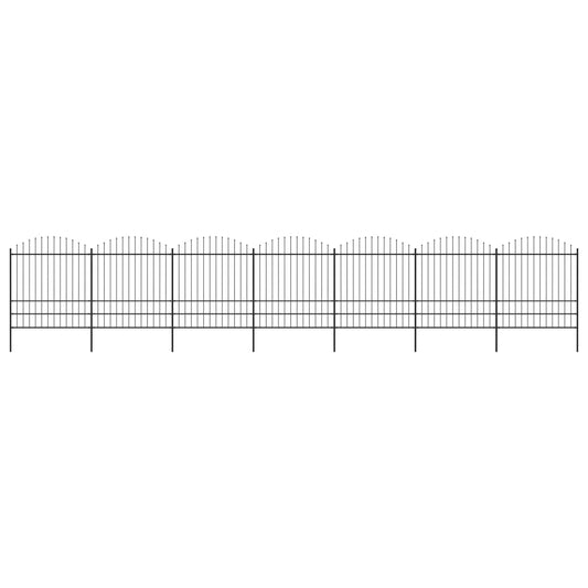 vidaXL Garden Fence with Spear Top Steel (1.75-2)x11.9 m Black