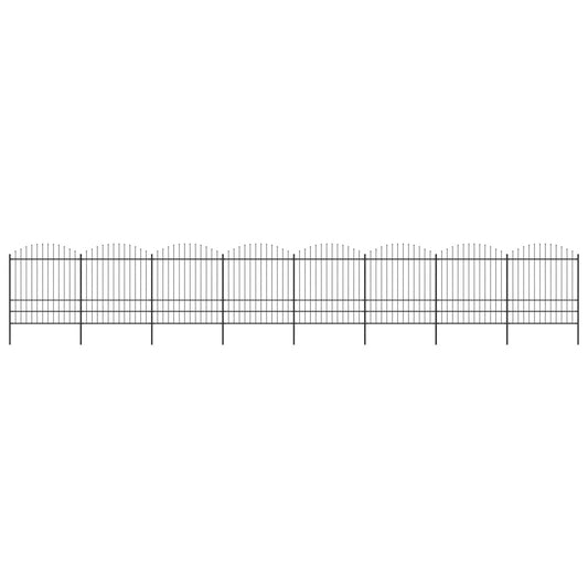 vidaXL Garden Fence with Spear Top Steel (1.75-2)x13.6 m Black