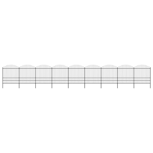 vidaXL Garden Fence with Spear Top Steel (1.75-2)x15.3 m Black