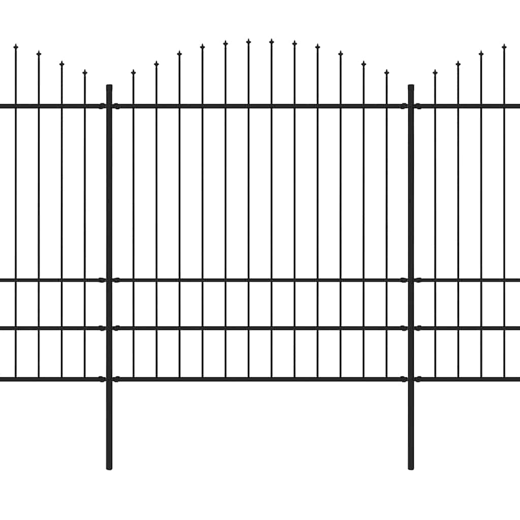 Garden Fence with Spear Top Steel 1781.5x200 cm Black