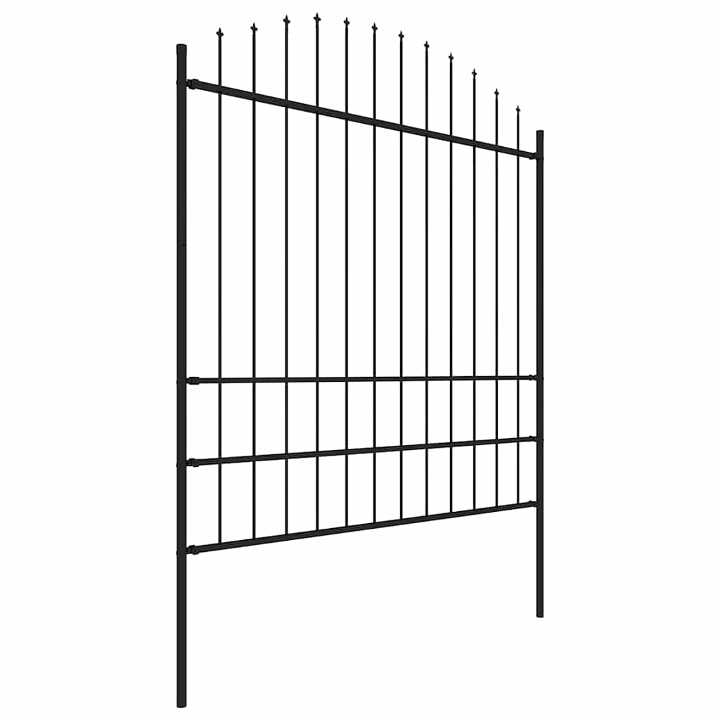 Garden Fence with Spear Top Steel 1781.5x200 cm Black