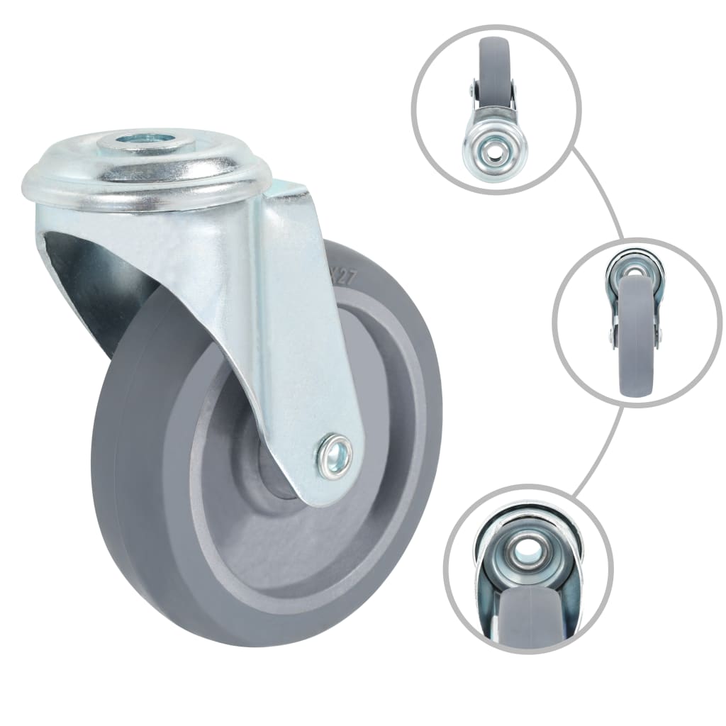 8 pcs Bolt Hole Swivel Casters 100 mm