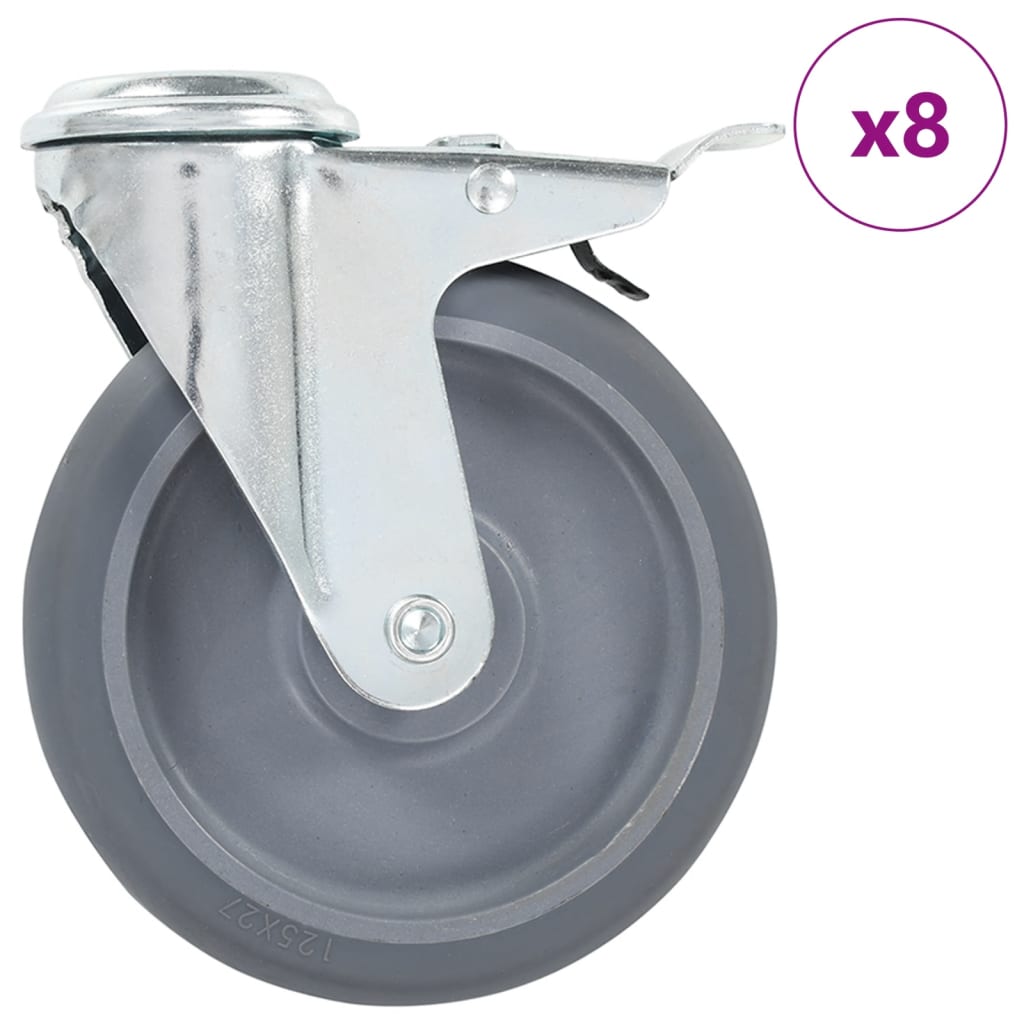 8 pcs Bolt Hole Swivel Casters 125 mm