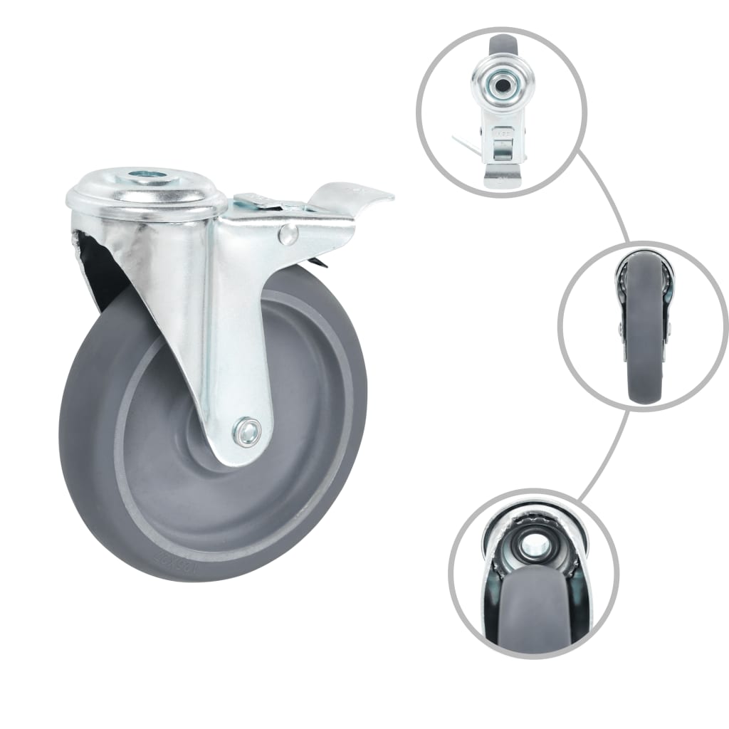 8 pcs Bolt Hole Swivel Casters 125 mm