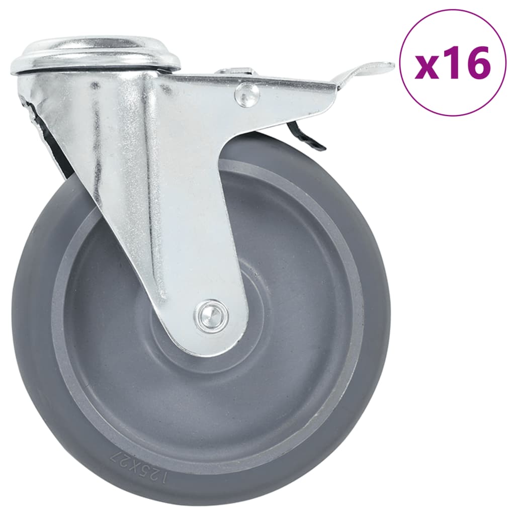 16 pcs Bolt Hole Swivel Casters 125 mm
