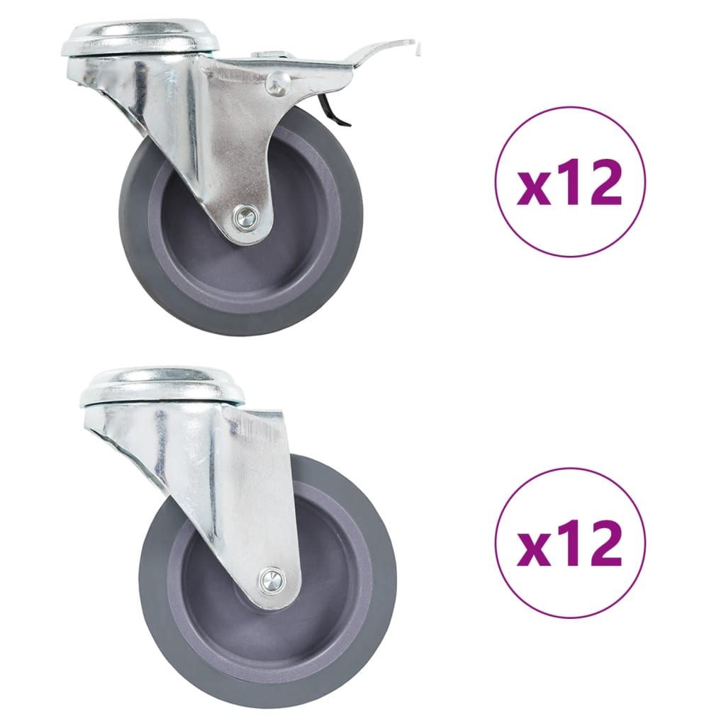 24 pcs Bolt Hole Swivel Casters 75 mm