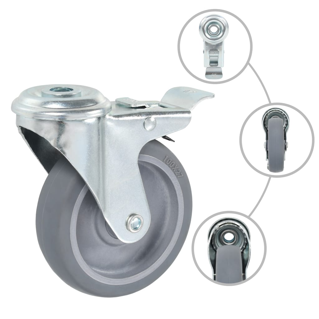 32 pcs Bolt Hole Swivel Casters 100 mm