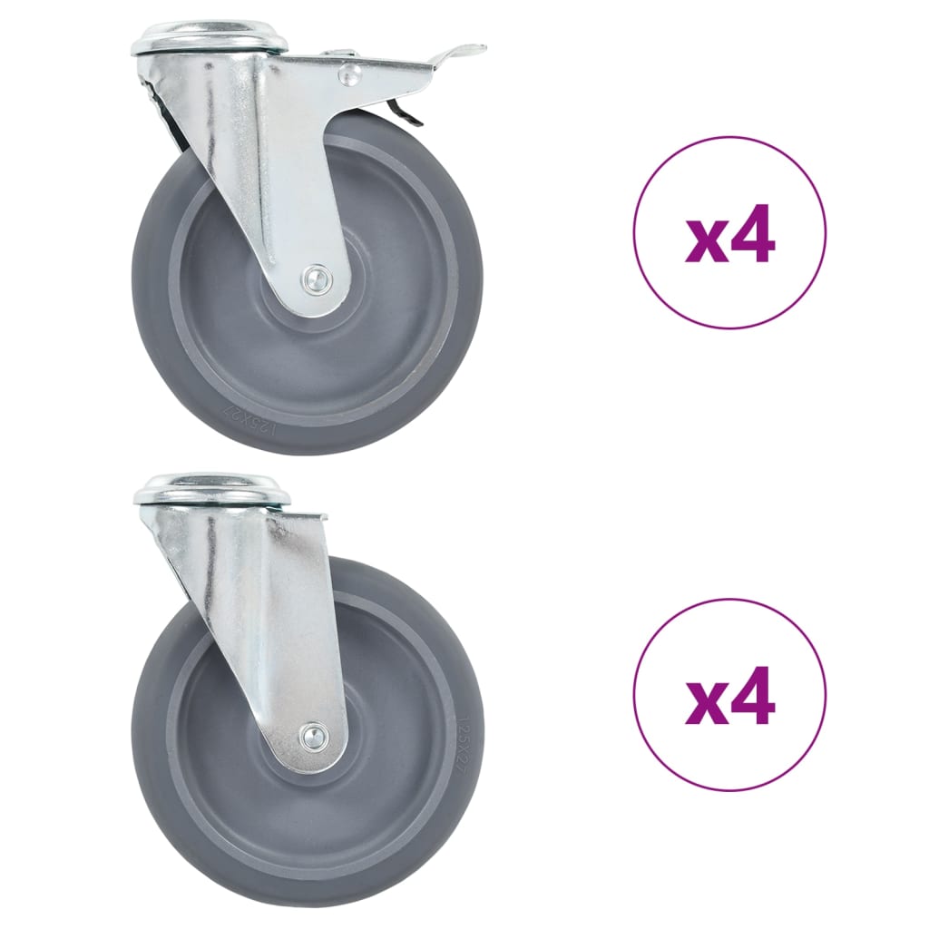 8 pcs Bolt Hole Swivel Casters 125 mm