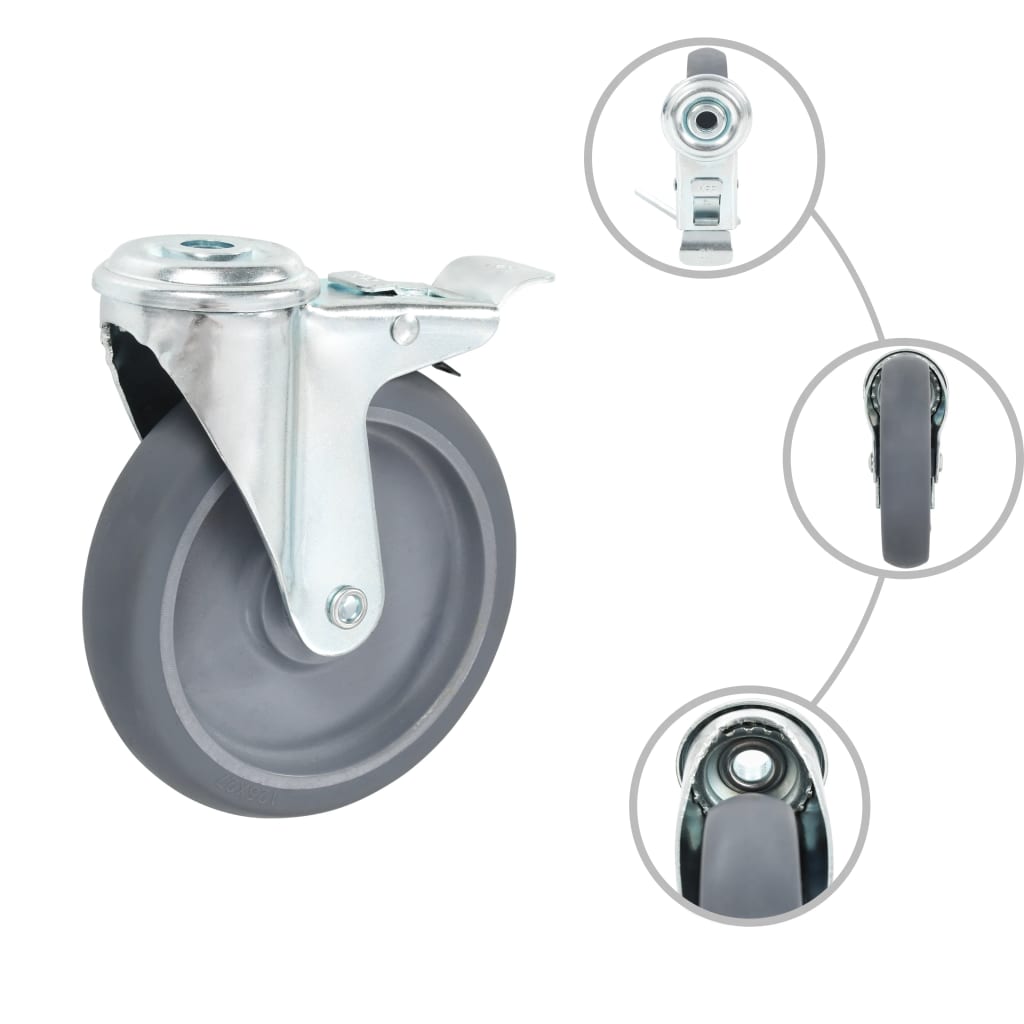 8 pcs Bolt Hole Swivel Casters 125 mm