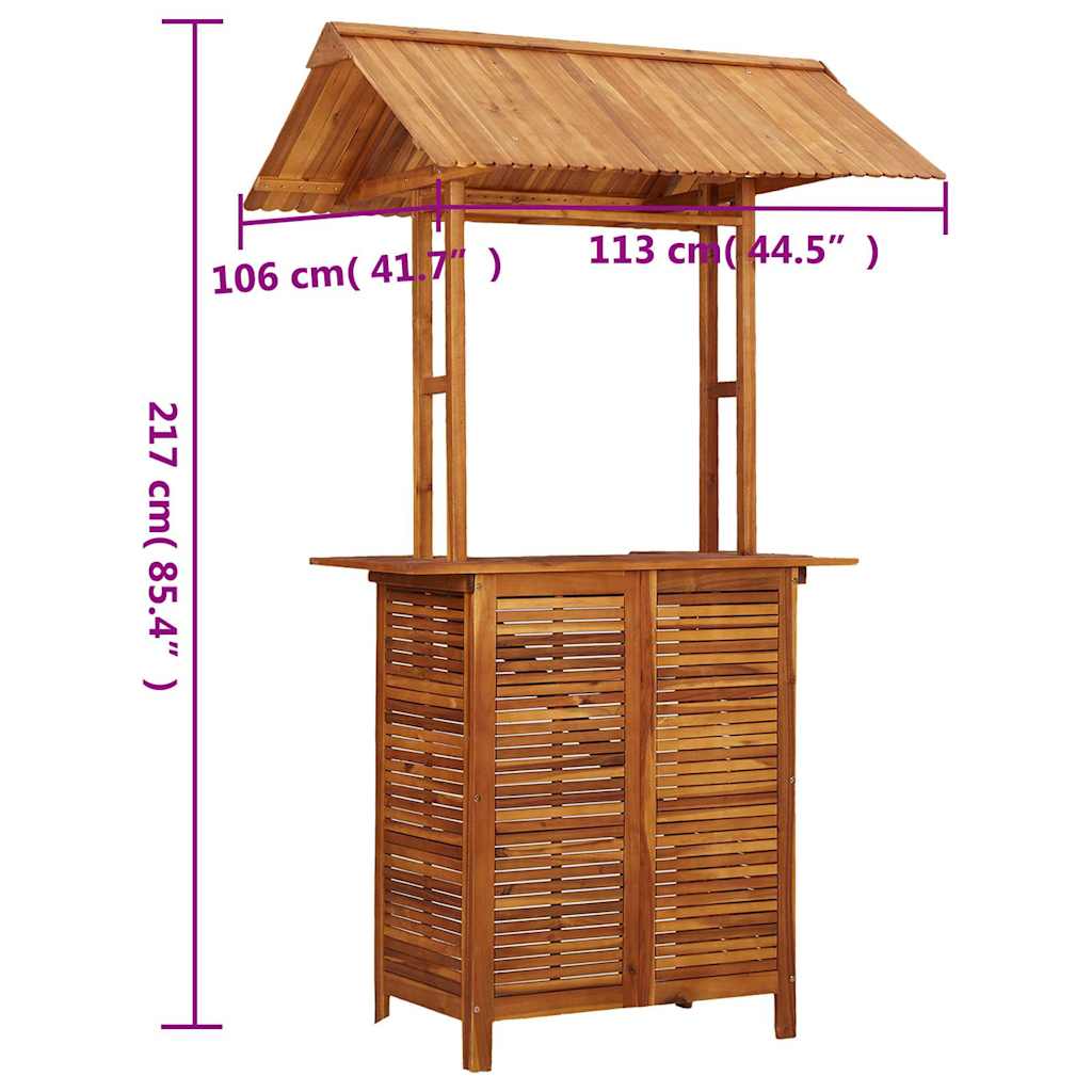 45909 vidaXL Outdoor Bar Table with Rooftop 113x106x217 cm Solid Acacia Wood
