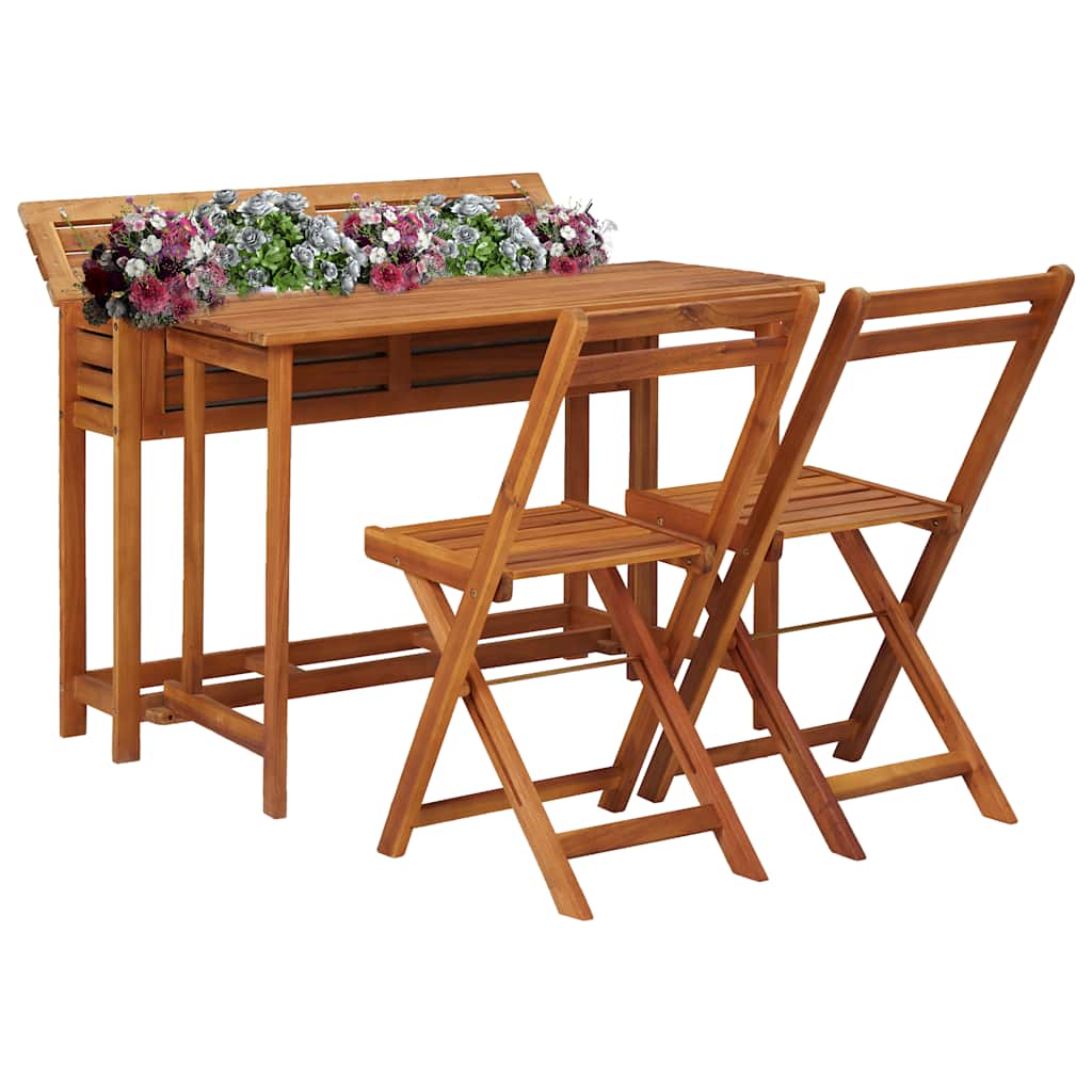 45910 vidaXL Garden Planter Table with 2 Bistro Chairs Solid Acacia Wood